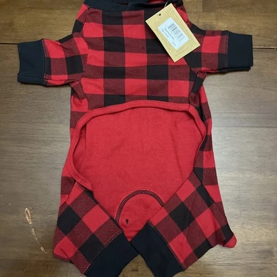 Lazy One Flapjack Dog Bear Cheeks Pet Pajamas Size M, Red/Black Plaid Print NWT - Image 1 of 4