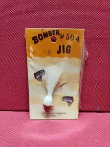 Señuelo de pesca vintage Bomber Bucktail Jig "GUMPY" 0,42 oz blanco/rojo cabeza ¡NUEVO OS! - Imagen 1 de 6