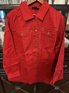 Nueva chaqueta para mujer Open Box Roeman talla 16W roja con botones - Imagen 1 de 4