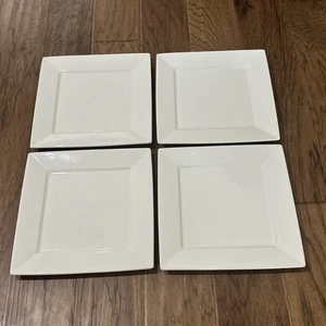 Set of 4 Threshold Square Dinner Plate White Porcelain 10 1/8" FREE SHIPPING - Picture 1 of 13