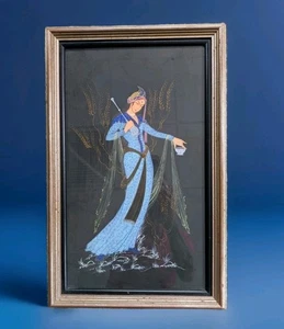 20th Century Persian School Gouache Painting on Black Paper Framed MCM - Picture 1 of 13