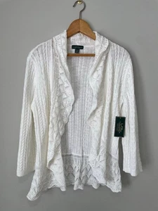 VTG LRL Lauren Ralph Lauren Cardigan White New w Tag XL - Picture 1 of 8