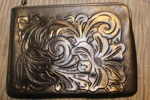 Patricia Nash Cassini black tooled wristlet - Picture 1 of 6