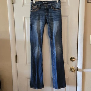Petrol Jeans Size 26 Or 0 Bootcut Flare Low Rise Denim Studded Pocket 35" Inseam - Picture 1 of 9