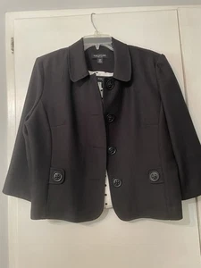 Perceptions Petite 14 Blazer Jacket & Top . Polyester 2 Separate. Black/white - Picture 1 of 9