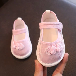 Toddler Girl Chinese Old Beijing Cloth Shoes Layered Cotton Sole Flats Shoes  - Picture 1 of 16