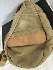 LL Bean AmeriBag Healthy Back Bag Back Pack Sling Shoulder Bag 17”Canvas Leather