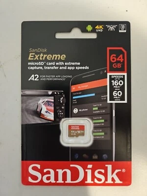 Sandisk Extreme Micro SD Memory Card 64GB SDSQXA2-064G-GN6MN GoPro DJI Drones - Image 1 of 2
