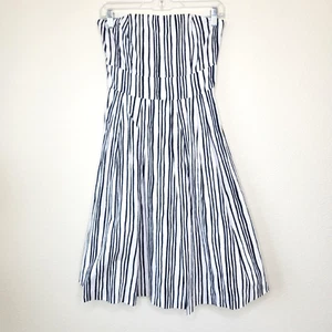 Club Monaco Dress Women’s Size 0 Fit And Flare Knee Length Striped Black White - Picture 1 of 18