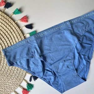 Victoria's Secret Stretch Cotton Bikini Panty Blue Large NEW - Picture 1 of 3