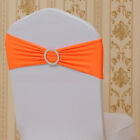 50/100Pcs Spandex Stretch Chair Cover Sash Bow Wedding W/ Buckle Slider Sashes