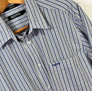 Camisa de manga larga Hippo para hombre L azul blanco a cuadros P2P 24,5" - Imagen 1 de 9