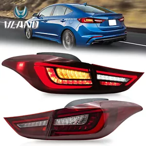 LED Tail Lights For Hyundai Elantra 2011-2016 Red Rear Lamps Sequential pair - Foto 1 di 8