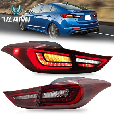 LED Tail Lights For Hyundai Elantra 2011-2016 Red Rear Lamps Sequential pair - Image 1 of 4
