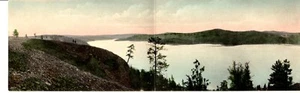 Postal panorámica doble ancha vintage COEUR D'ALENE LAKE HARRISION IDAHO - Imagen 1 de 2