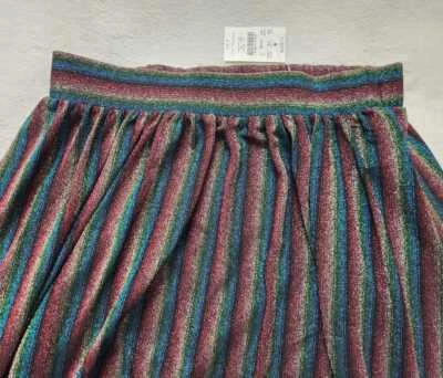 New women's J Crew Factory  knit sparkle rainbow stripe midi skirt - Image 1 of 4