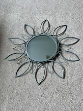 Metal Silver Floral Sun Wall Decor Mirror