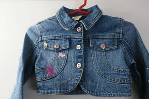 Bongo Jean Jacket Girls Size 6 Butterflies Flowers Pink lavender - Picture 1 of 4