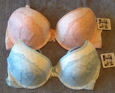 Nuevo con etiquetas Jessica Simpson Push Up Encaje Floral Lunares Azul o Champagne Nuevo  Foto 1 de 4