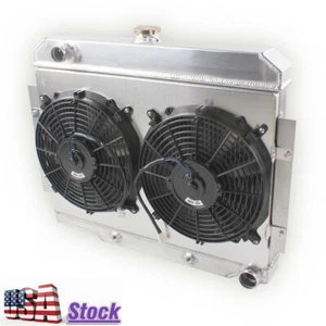 3Row Radiator+Shroud+12" Fan For 1970-1985 Jeep CJ5 CJ6 CJ7 Chevy Swap V6 V8 - Foto 1 di 8