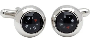 Compass Silver Plated Cufflinks - Picture 1 of 3