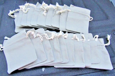 lot of 100 - Canvas Drawstring Gift Bags- small GRAY-Cinch Packs- FREE SHIPPING! - Image 1 of 4