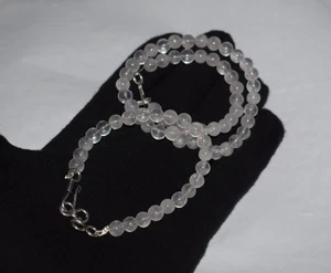 925 Plata de Ley Natural Cuarzo Rosa Liso Cuentas Conjunto Joyas Mala 5 / 40.6cm - Imagen 1 de 14