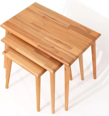 Mid-Century Modern Wood Coffee Table Nesting Rectangular Walnut Easy Assemble - Image 1 of 4