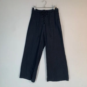 Reformation Women Wide Leg Pants 0 Blue Navy Inkwell linen Lace Up 24 - Picture 1 of 10