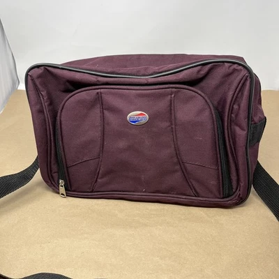 American Tourister Small Purple Duffle Bag Carry On Shoulder Strap Handle 15" - Image 1 of 4