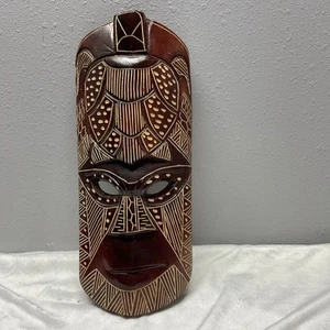 Máscara tribal de madera Tiki Bar Fiji motivo tortuga tallada a mano grande 15”x6” pulgadas bonita - Imagen 1 de 5