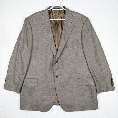 John Nordstrom Cashmere Blazer Mens 48R Brown Loro Piana Houndstooth Jacket USA - Image 1 of 4
