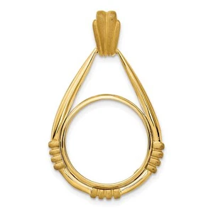 14k Yellow Gold Fluted Station Teardrop Prong Set 1/10 oz American Eagle Coin... - Picture 1 of 7