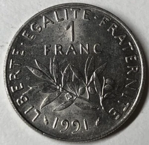 1 Franc Semeuse Nickel 1991 Monnaie Française Achat Unitaire - Foto 1 di 2