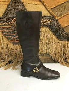  Etienne Aigner Idaho Tall Brown Leather Riding Boots Womens Size 9.5 M - Picture 1 of 9