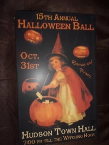 HALLOWEEN "15TH ANNUAL HALLOWEEN BALL" METALL BLECH WANDSCHILD VINTAGE DEKO - GEBRAUCHT - Bild 1 von 1