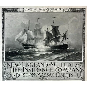 RARE 1893 New England Mutual Life Insurance Co - Advertising Calendar - Ships - Picture 1 of 2