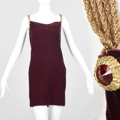 Small Anne Klein Late 1970s / Early 1980s Velvet Dress Burgundy Party Cocktail - Image 1 of 4