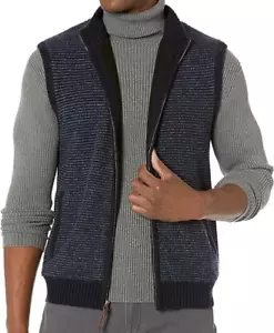 NWT Pendleton NAVY/BLUE STRIPE Wool FULL-ZIP FLEECE-LINED Sweater VEST Jacket M - Picture 1 of 6