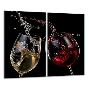 Herdabdeckplatten 2 teilig 30x52 Ceranfeld Abdeckung Glas Wein - Bild 1 von 12