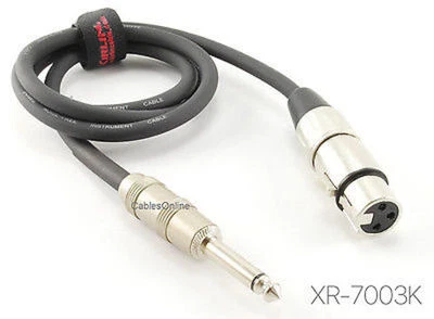 3ft. Kirlin XLR 3-Pin Female / 1/4" Mono Male Shielded OFC Microphone Cable