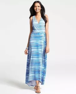 Ann Taylor Aquastripe Crossover Maxikleid, Größe M, neu mit Etikett - Bild 1 von 3