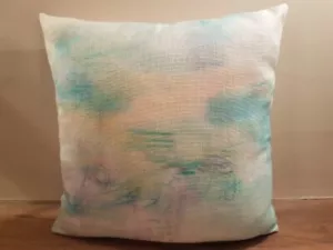 Bluebellgray Impressionist Teal Cushion Cover - double sided no. 1 - Picture 1 of 2
