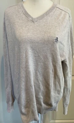 Original Penguin By Munsingwear XL Pullover Sweater V-Neck Light Gray - Imagem 1 de 4