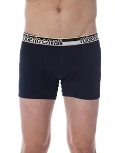 ROBERTO CAVALLI Intimo Blu Cotone Stretch Marca Boxer Slip Confezione da 2 US M - Foto 1 di 4
