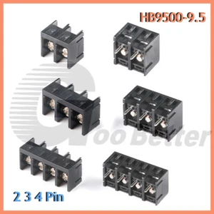 2 3 4 Way Black PCB Barrier Screw Terminal Block Strip Connector HB9500 300V/30A - Picture 1 of 9