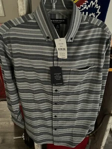 Brand New Mizzen Main Men’s City Flannel Small With Tags Striped Button Up Long  - Picture 1 of 10
