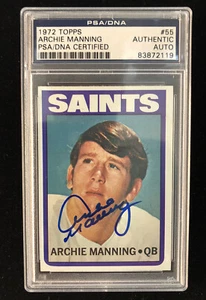 1972 Topps Archie Manning Signed Rookie Football #55 RC AUTO PSA PSA/DNA - Picture 1 of 3