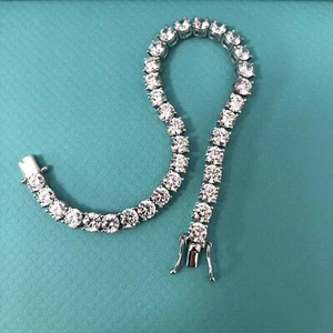 4.10CT Brilliant Cut Simulated Diamond Tennis Bracelet 14k White Gold Plated 7" - Picture 1 of 5
