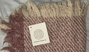 NEW VTG Kennebunk Weavers Throw Blanket Made in USA- Mauve Cream 48 X 60 Fringe